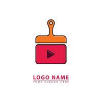 brush and vidio combination logo icon vector. vector