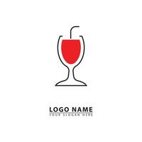 vector red drink glass logo icon.