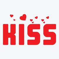 Beso letras con corazones vector ilustración