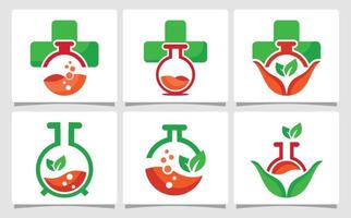 Set Green Medical Laboratory Logo Template Design Inspiration vector