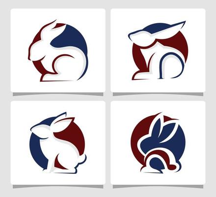 Set Rabbit Bunny Logo Template Design Inspiration