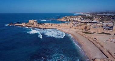 Caesarea National Park in Israel, Aerial view video