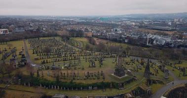 Aerial view of Glasgow Necropolis in Scotland video
