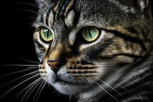 retrato de un hermosa gris a rayas gato cerca arriba fotografía foto