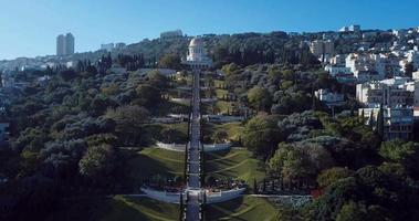 Aerial view of Haifa Gardens in Israel video