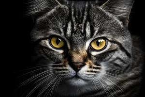 Portrait of a beautiful gray striped cat close up photography photo