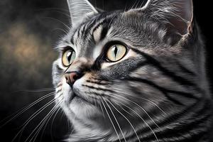 Portrait of a beautiful gray striped cat close up photography photo