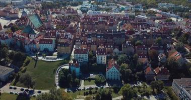 Aerial view of Warsaw old city video