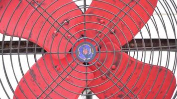 Big industrial red fan blade in factory video