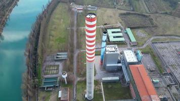 January 2023, Italy, Mantova - Industrial area with Power Plant Pipes video