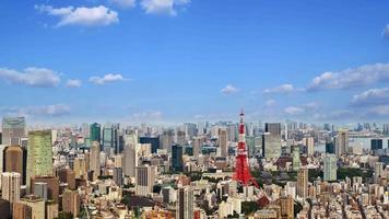 Tokyo cityscape skyline time lapse video from roof top with urban skyscrapers, Tokyo, Japan.