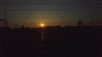 Sunset seen from running train video