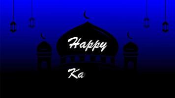 Happy ramadan kareem with mosque simple animation gradient blue black background video