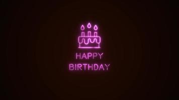 happy birthday with cake neon effect pink version video