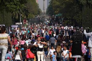 MEXICO CITY, FEBRUARY 3 2019 - Town park Chapultepec crowded of people on sunday photo