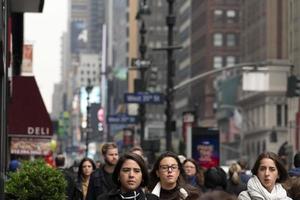 NEW YORK - USA  MAY 4 2019 - Times square full of people photo