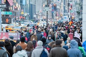 NEW YORK, USA - DECEMBER 11, 2011 - City streets are crowded of people for xmas photo