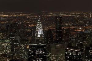 panorama de la vista nocturna de nueva york foto