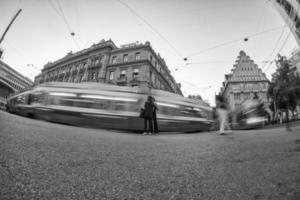 Zurich Parade place view in black and white photo