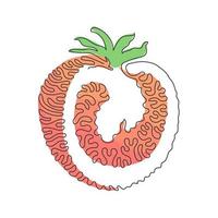 Single one line drawing sliced healthy organic tomato for farming logo identity. Fresh tropical vegetable concept for vegie garden icon. Swirl curl style. Continuous line draw design graphic vector