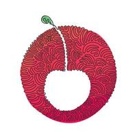 Single continuous line drawing whole healthy organic cherry for orchard logo identity. Fresh fruitage concept for fruit garden icon. Swirl curl circle background style. One line draw design vector