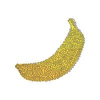 Single continuous line drawing whole healthy organic banana for orchard logo identity. Fresh tropical fruitage concept for fruit garden icon. Swirl curl style. One line draw design vector illustration