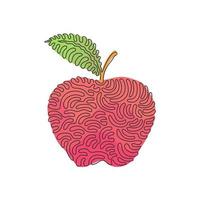 Continuous one line drawing apple fruit fresh appetizing delicious food. Healthy food single object. Organic natural food. Swirl curl style concept. Single line draw design graphic vector illustration