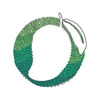 Single continuous line drawing healthy organic mango for orchard logo identity. Fresh tropical fruitage concept for fruit garden icon. Swirl curl circle background style. One line draw design vector