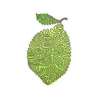 Continuous one line drawing whole healthy organic lemon for orchard logo identity. Fresh zest fruitage concept for fruit garden icon. Swirl curl style. Single line draw design vector illustration