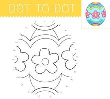 Dot to dot game coloring book with easter egg for kids. Coloring page with a cute cartoon easter egg. Connect the dots vector illustration.