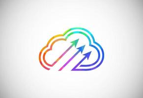 Polygonal low poly cloud computing logo. Colorful abstract triangles style cloud icon. vector