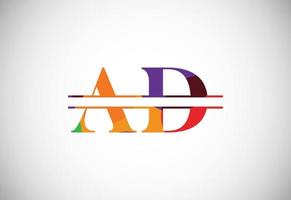 Initial Letter A D Low Poly Logo Design Vector Template. Graphic Alphabet Symbol For Corporate Business Identity