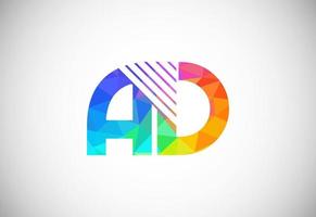 Initial Letter A D Low Poly Logo Design Vector Template. Graphic Alphabet Symbol For Corporate Business Identity