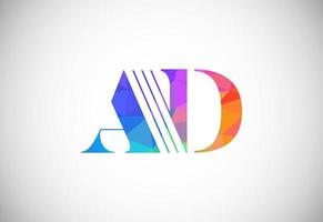 Initial Letter A D Low Poly Logo Design Vector Template. Graphic Alphabet Symbol For Corporate Business Identity