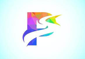 Letter P with backspace S or pathway logo design vector template. Low poly style graphic alphabet symbol