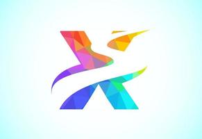 Letter X with backspace S or pathway logo design vector template. Low poly style graphic alphabet symbol
