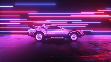 scifi futuristisch Reiten Auto mit Neon- Saiten video