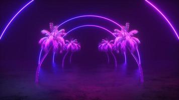 Futuristic Neon Glowing Palms backdrop video