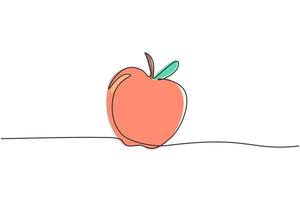 Continuous one line drawing fresh apple fruit. Food for packed meal at school. Lunch packed hand drawn minimalism concept. Single line draw design for education vector graphic illustration