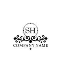 letter SH floral logo design. logo for women beauty salon massage cosmetic or spa brand vector