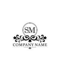 letra sm floral logo diseño. logo para mujer belleza salón masaje cosmético o spa marca vector