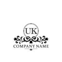 letter UK floral logo design. logo for women beauty salon massage cosmetic or spa brand vector