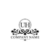 letter UH floral logo design. logo for women beauty salon massage cosmetic or spa brand vector