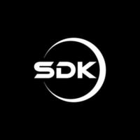 SDK letter logo design in illustration. Vector logo, calligraphy designs for logo, Poster, Invitation, etc.