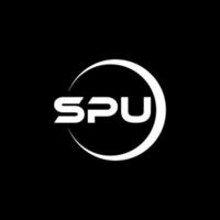 SPU letter logo design in illustration. Vector logo, calligraphy designs for logo, Poster, Invitation, etc.
