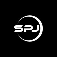 SPJ letter logo design in illustration. Vector logo, calligraphy designs for logo, Poster, Invitation, etc.