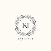 KI Beauty vector initial logo art, handwriting logo of initial signature, wedding, fashion, jewerly, boutique, floral and botanical with creative template for any company or business.