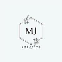 MJ Beauty vector initial logo art, handwriting logo of initial signature, wedding, fashion, jewerly, boutique, floral and botanical with creative template for any company or business.