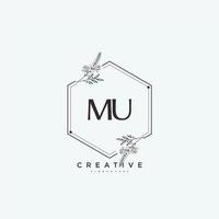 MU Beauty vector initial logo art, handwriting logo of initial signature, wedding, fashion, jewerly, boutique, floral and botanical with creative template for any company or business.