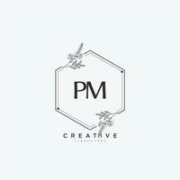 pm belleza vector inicial logo arte, escritura logo de inicial firma, boda, moda, joyería, boutique, floral y botánico con creativo modelo para ninguna empresa o negocio.